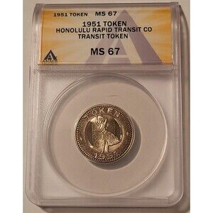 1951 Honolulu Hawaii Rapid Transit Co Token Hula Girl MS67 ANACS